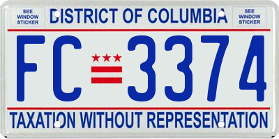 DC license plate FC3374