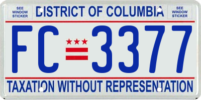 DC license plate FC3377