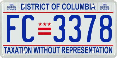 DC license plate FC3378