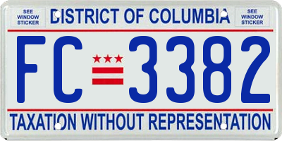 DC license plate FC3382