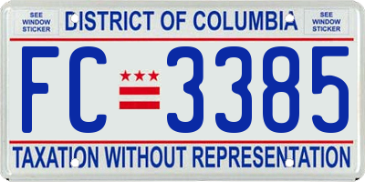 DC license plate FC3385