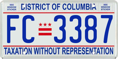 DC license plate FC3387