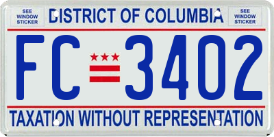 DC license plate FC3402