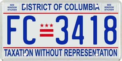 DC license plate FC3418