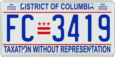 DC license plate FC3419