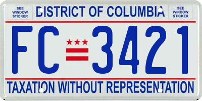 DC license plate FC3421