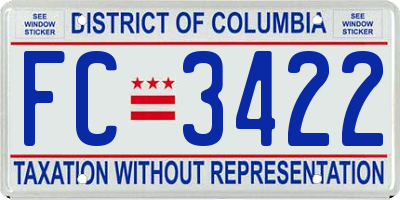 DC license plate FC3422