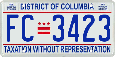 DC license plate FC3423