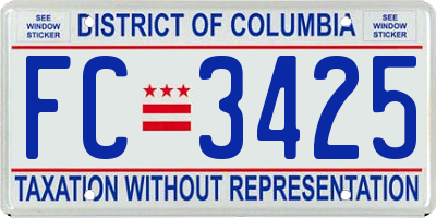 DC license plate FC3425