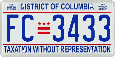 DC license plate FC3433