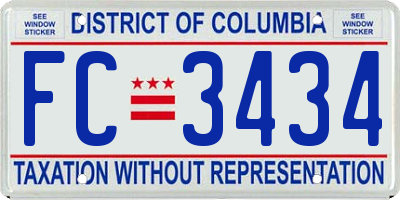 DC license plate FC3434