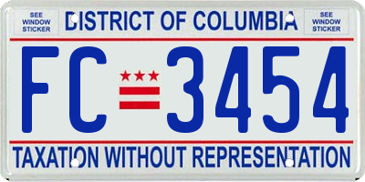 DC license plate FC3454