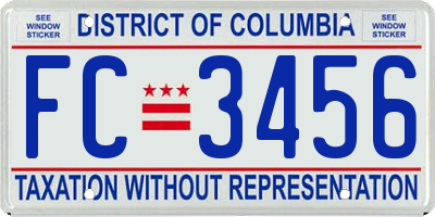 DC license plate FC3456