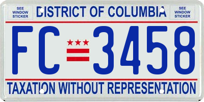 DC license plate FC3458