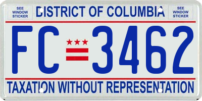 DC license plate FC3462