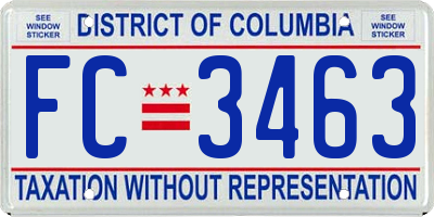 DC license plate FC3463