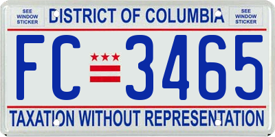 DC license plate FC3465