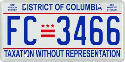 DC license plate FC3466