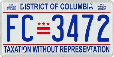 DC license plate FC3472