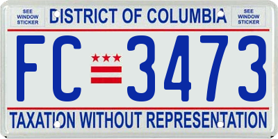 DC license plate FC3473