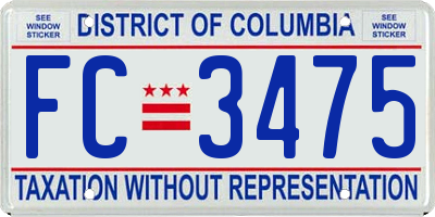 DC license plate FC3475