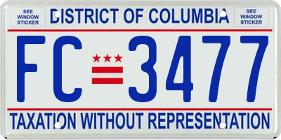 DC license plate FC3477