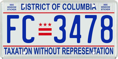 DC license plate FC3478