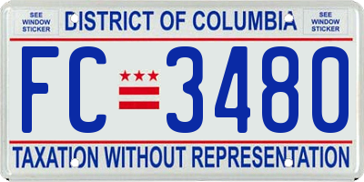 DC license plate FC3480