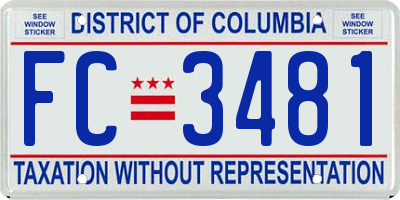 DC license plate FC3481