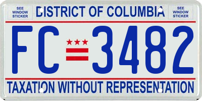 DC license plate FC3482