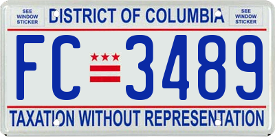 DC license plate FC3489