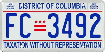 DC license plate FC3492