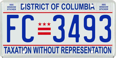 DC license plate FC3493