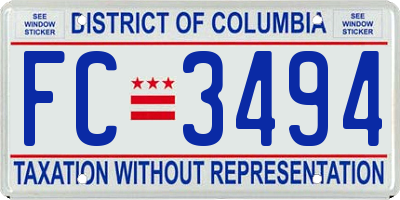 DC license plate FC3494