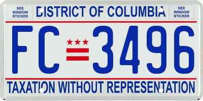 DC license plate FC3496