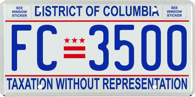 DC license plate FC3500