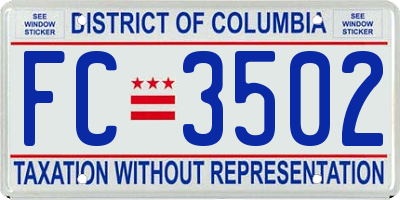 DC license plate FC3502