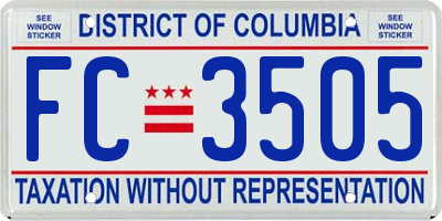 DC license plate FC3505