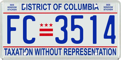 DC license plate FC3514