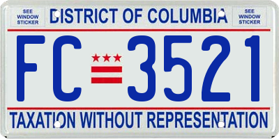 DC license plate FC3521