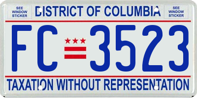 DC license plate FC3523