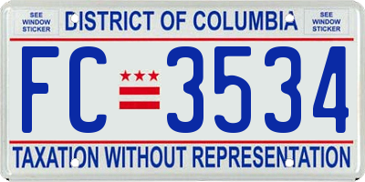 DC license plate FC3534