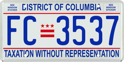 DC license plate FC3537