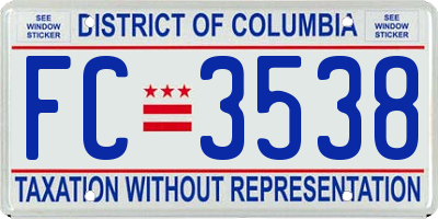 DC license plate FC3538