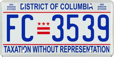 DC license plate FC3539