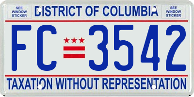 DC license plate FC3542