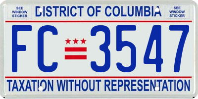 DC license plate FC3547