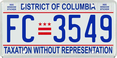 DC license plate FC3549