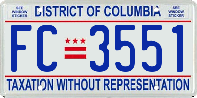 DC license plate FC3551