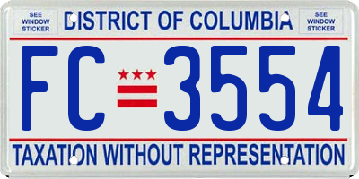 DC license plate FC3554